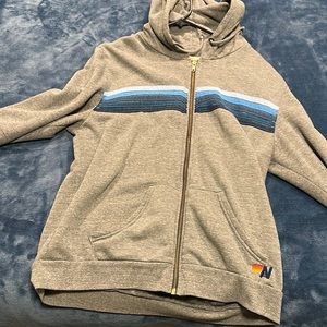 Aviator Nation grey five strip hoodie - like new condition-FREE SHIP & STICKER